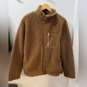 Brown Heavy Sherpa Full Zip Jacket